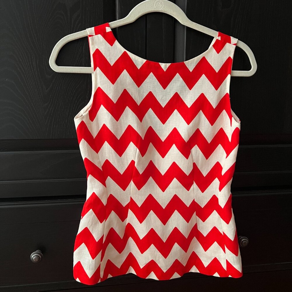 Kate Spade Chevron Linen Peplum Top size 2